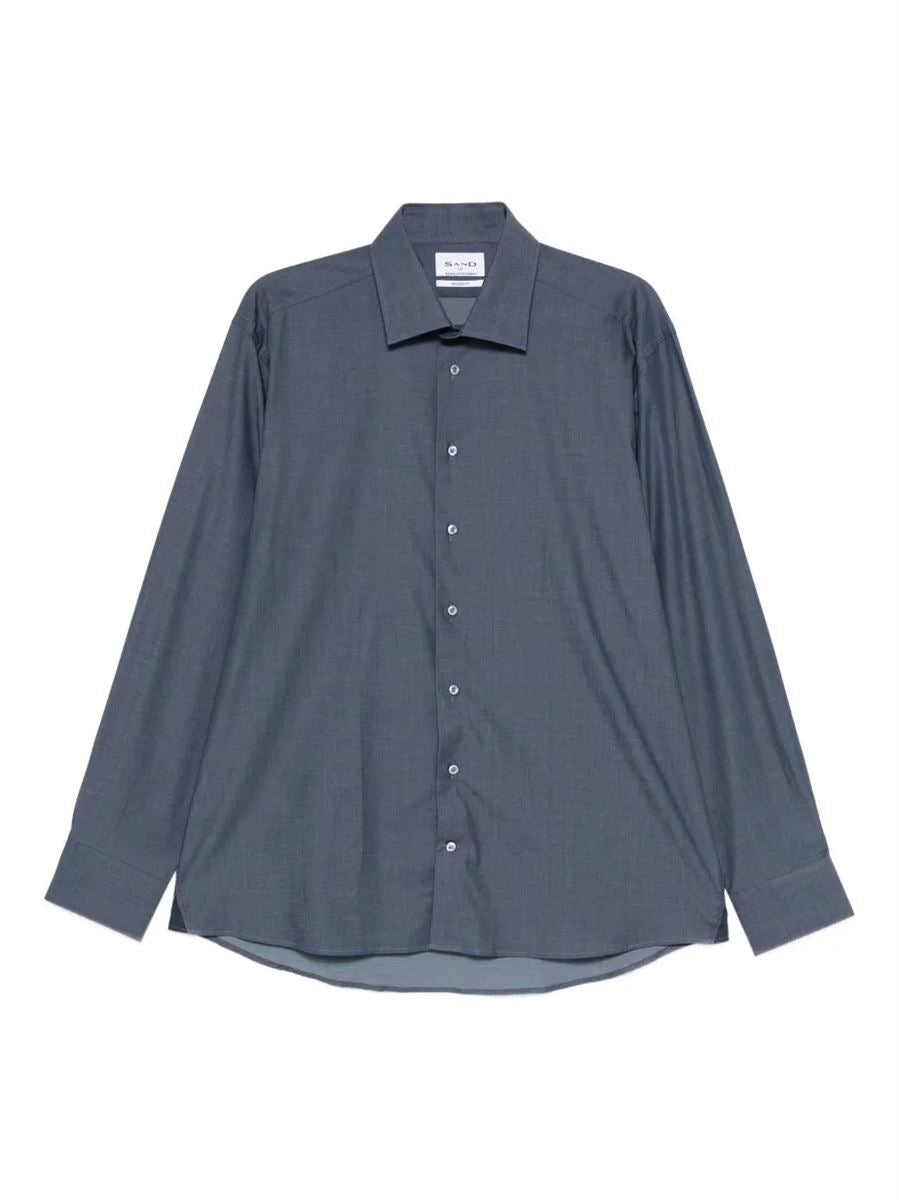 Mélange-effect shirt-SAND-Verso