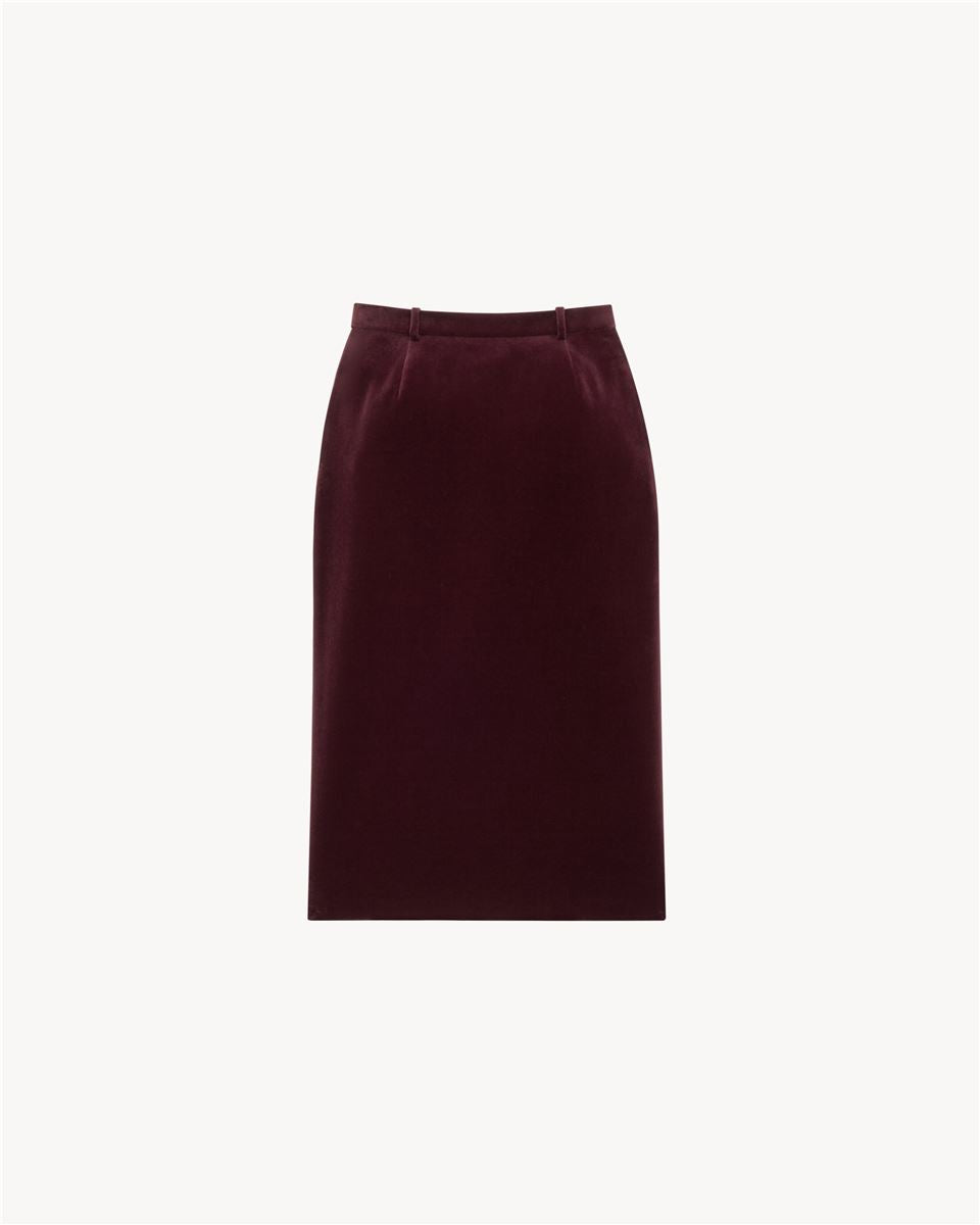 MIDI WRAP SKIRT IN COTTON VELVET-SAINT LAURENT-Verso