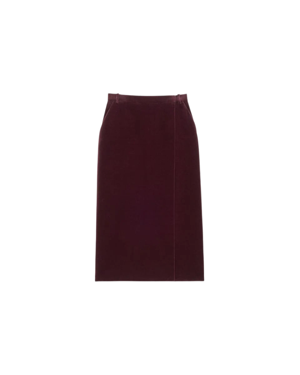 MIDI WRAP SKIRT IN COTTON VELVET-SAINT LAURENT-Verso
