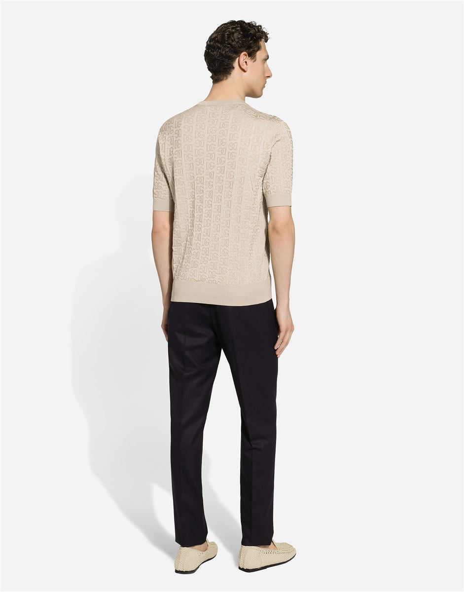 Monogram-jacquard silk t-shirt-DOLCE & GABBANA-Verso