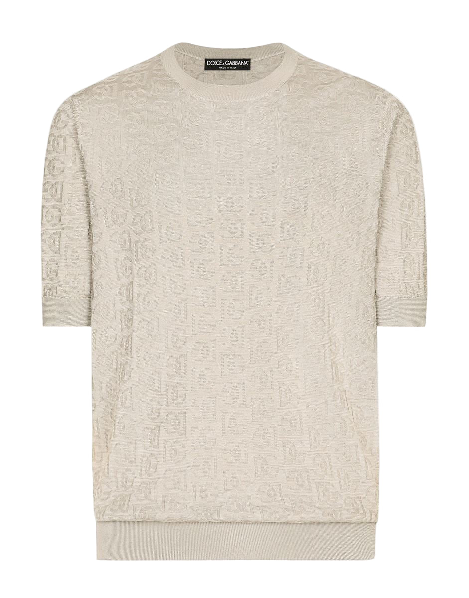 Monogram-jacquard silk t-shirt-DOLCE & GABBANA-Verso