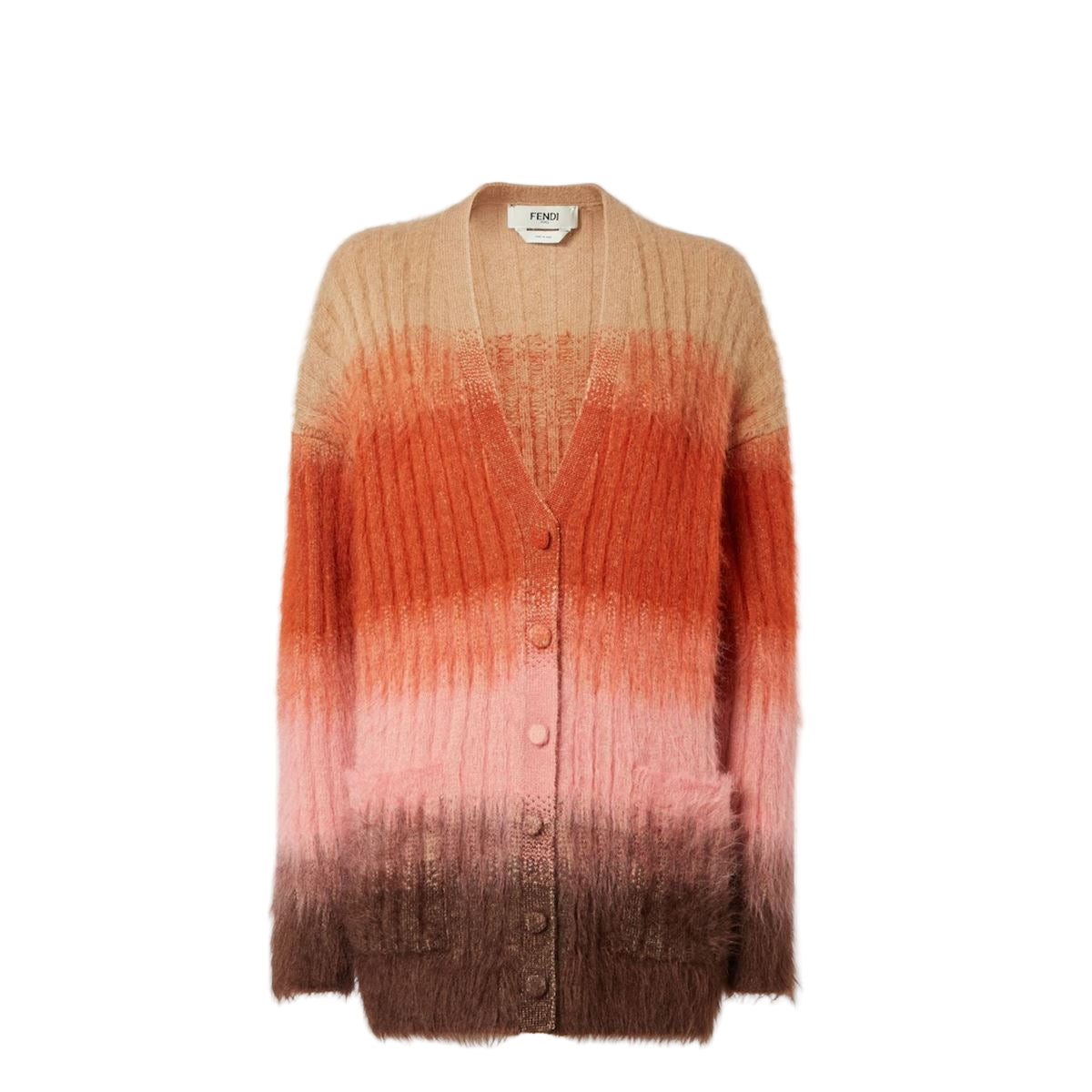 Multicolour mohair and wool cardigan-FENDI-Verso