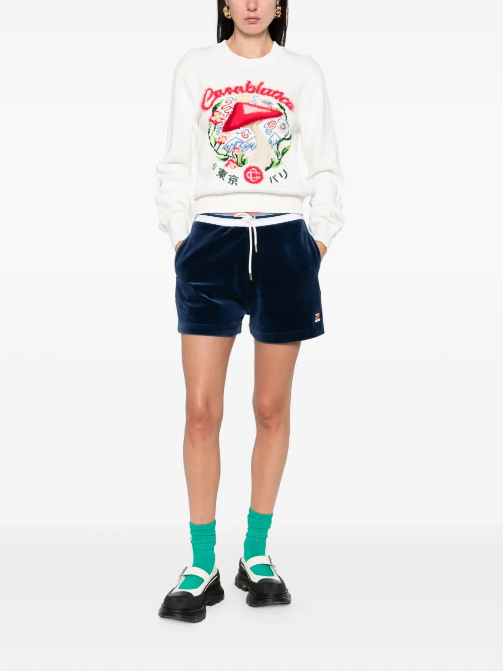 Mushroom-embroidered crew-neck sweater-CASABLANCA-Verso