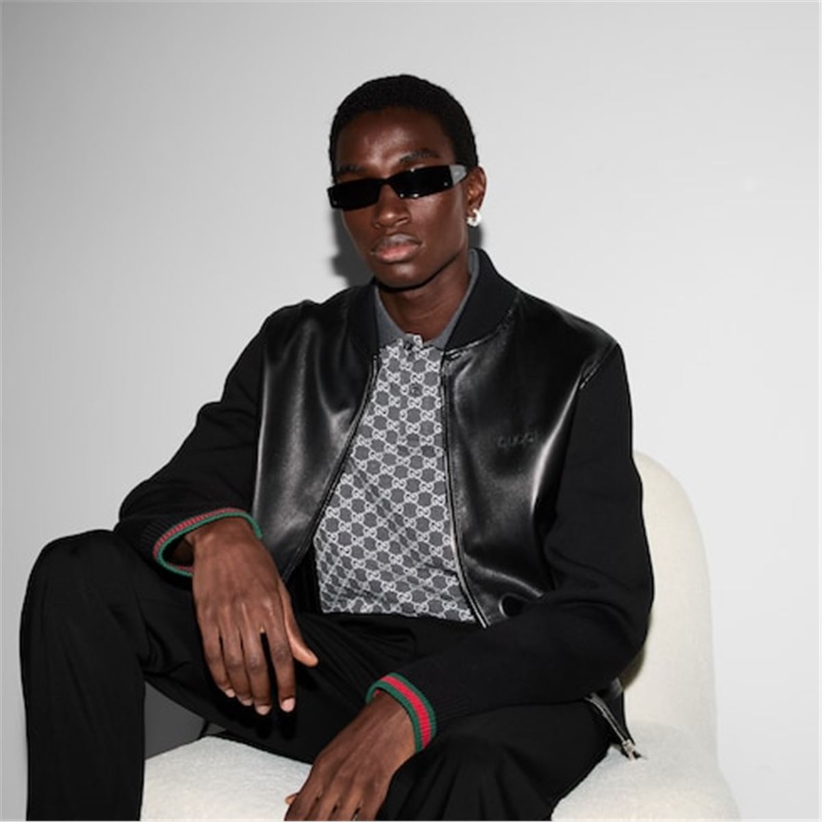 NAPPA LEATHER AND KNIT BOMBER JACKET - GUCCI - Verso