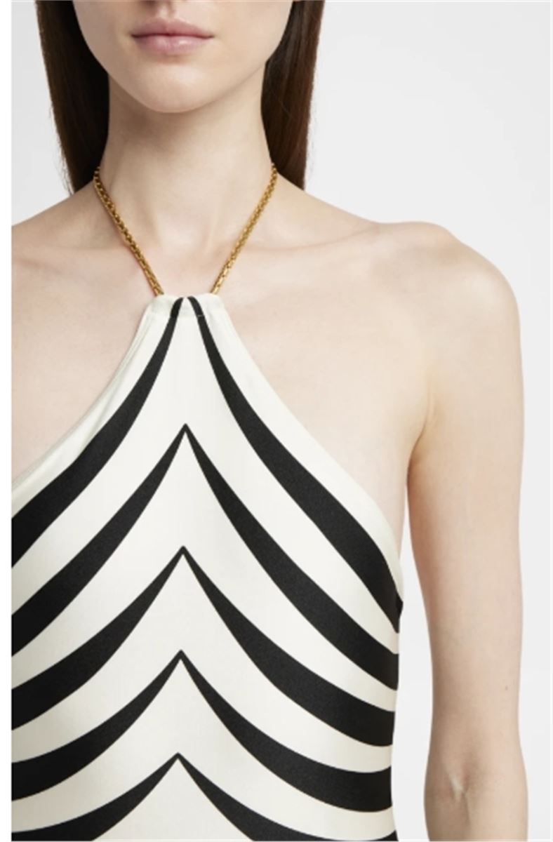 OPTICAL SCALOPPE-PRINT HALTERNECK ONE-PIECE SWIMSUIT WITH CHAIN-TOM FORD-Verso