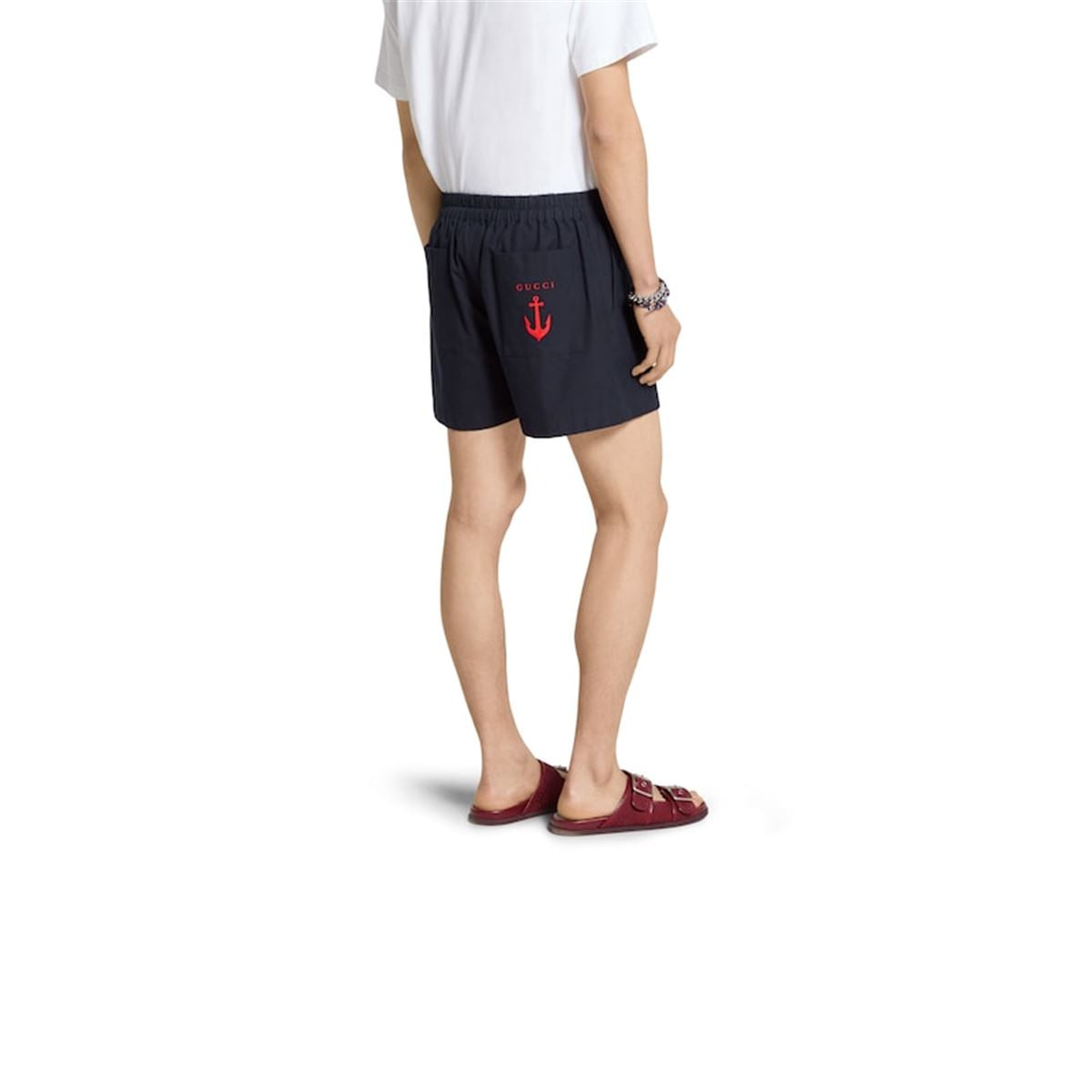OXFORD COTTON SHORTS WITH EMBROIDERY-GUCCI-Verso
