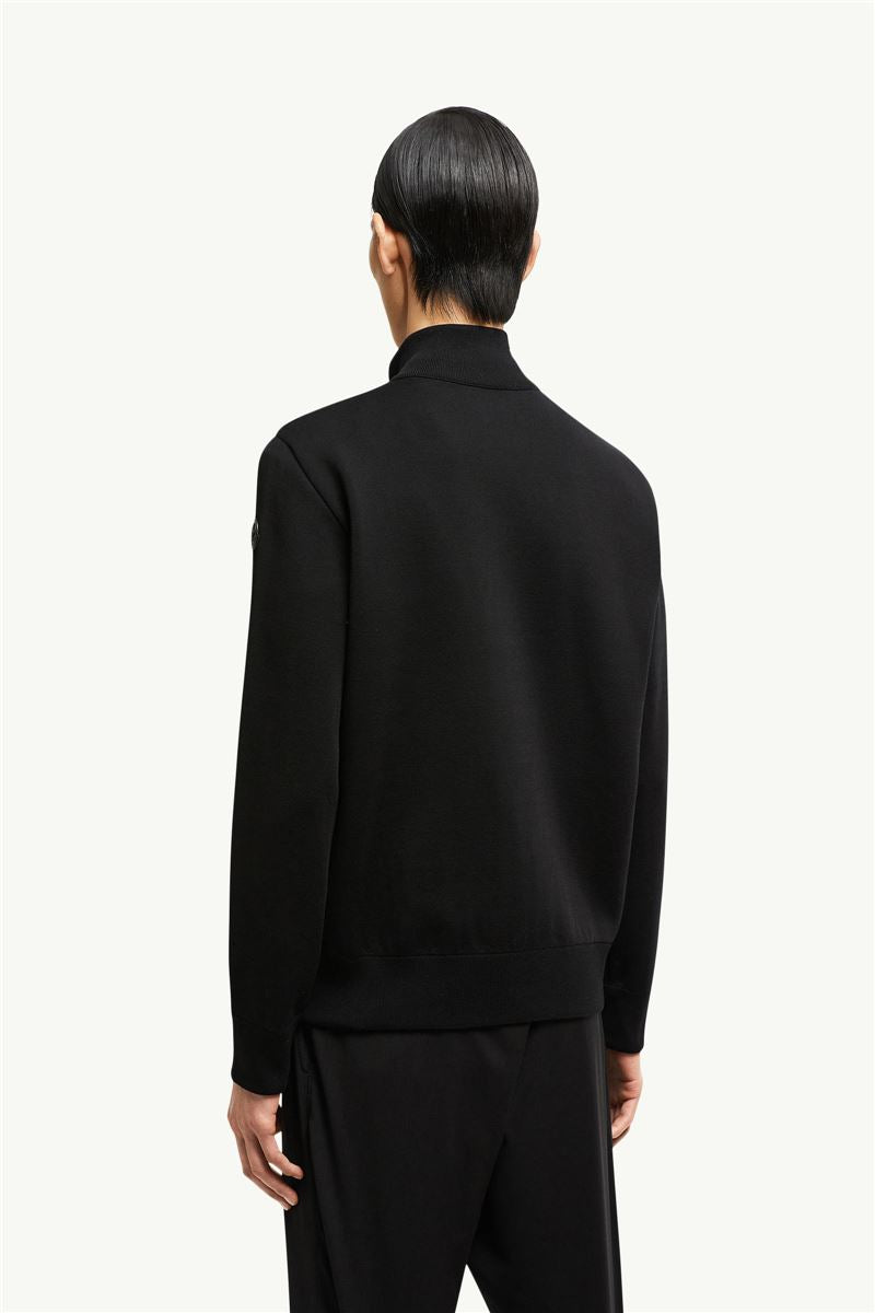 padded crêpe cotton zip-up cardigan-MONCLER-Verso