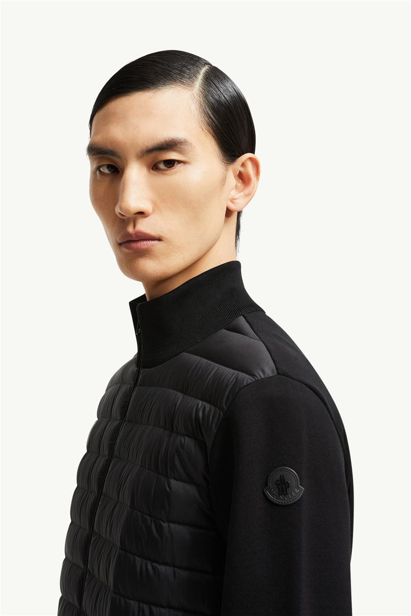 padded crêpe cotton zip-up cardigan-MONCLER-Verso