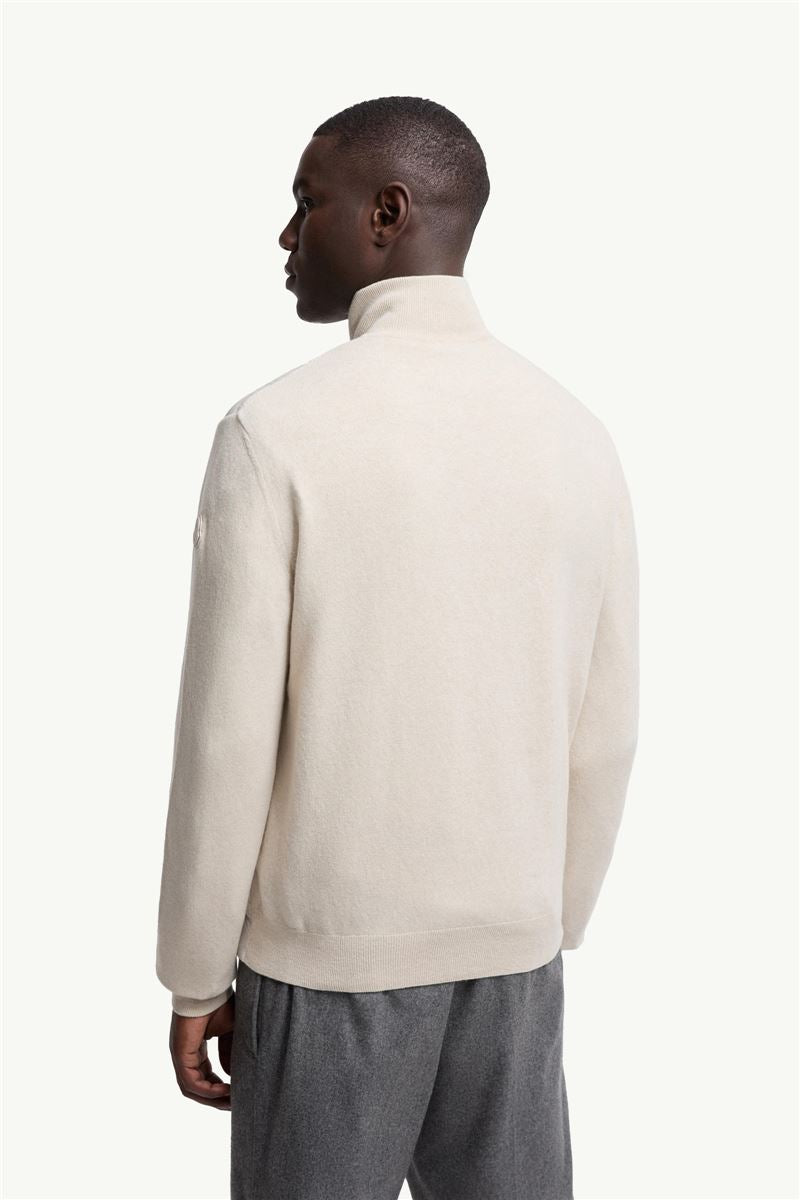padded wool & cashmere zip-up cardigan-MONCLER-Verso