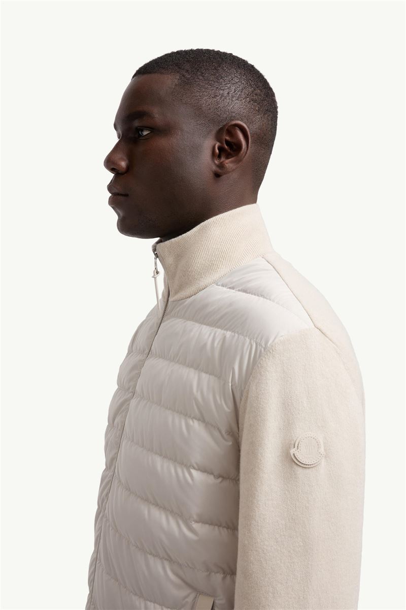padded wool & cashmere zip-up cardigan-MONCLER-Verso