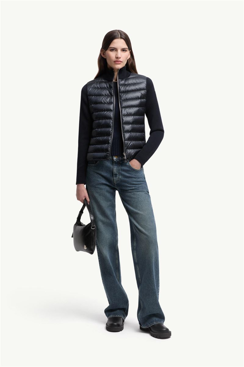 PADDED WOOL ZIP-UP CARDIGAN-MONCLER-Verso