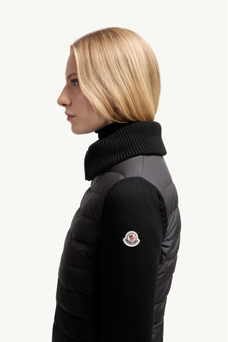 PADDED WOOL ZIP-UP CARDIGAN-MONCLER-Verso