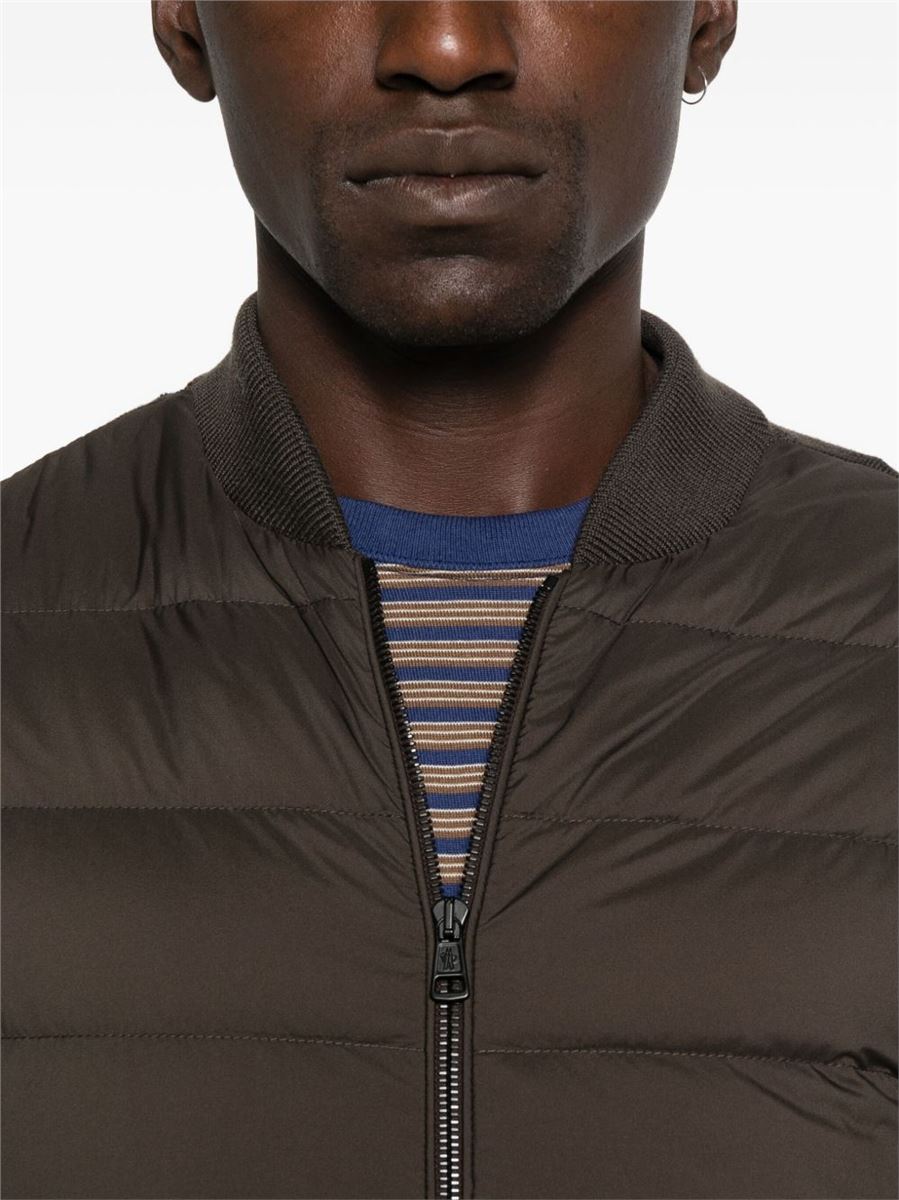 Padded wool zip-up cardigan-MONCLER-Verso