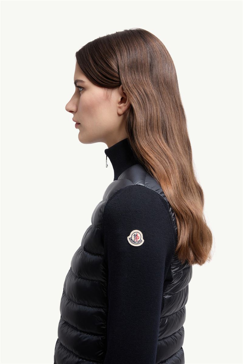 PADDED WOOL ZIP-UP CARDIGAN-MONCLER-Verso