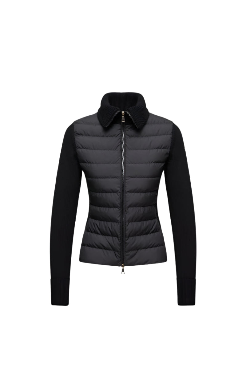 PADDED WOOL ZIP-UP CARDIGAN-MONCLER-Verso