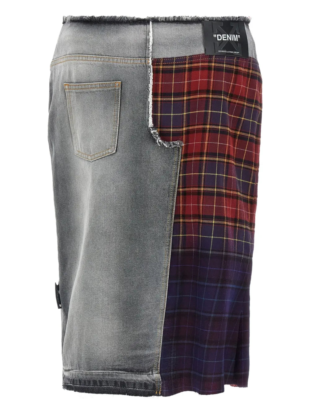 Patchwork fringed midi skirt-OFF-WHITE-Verso