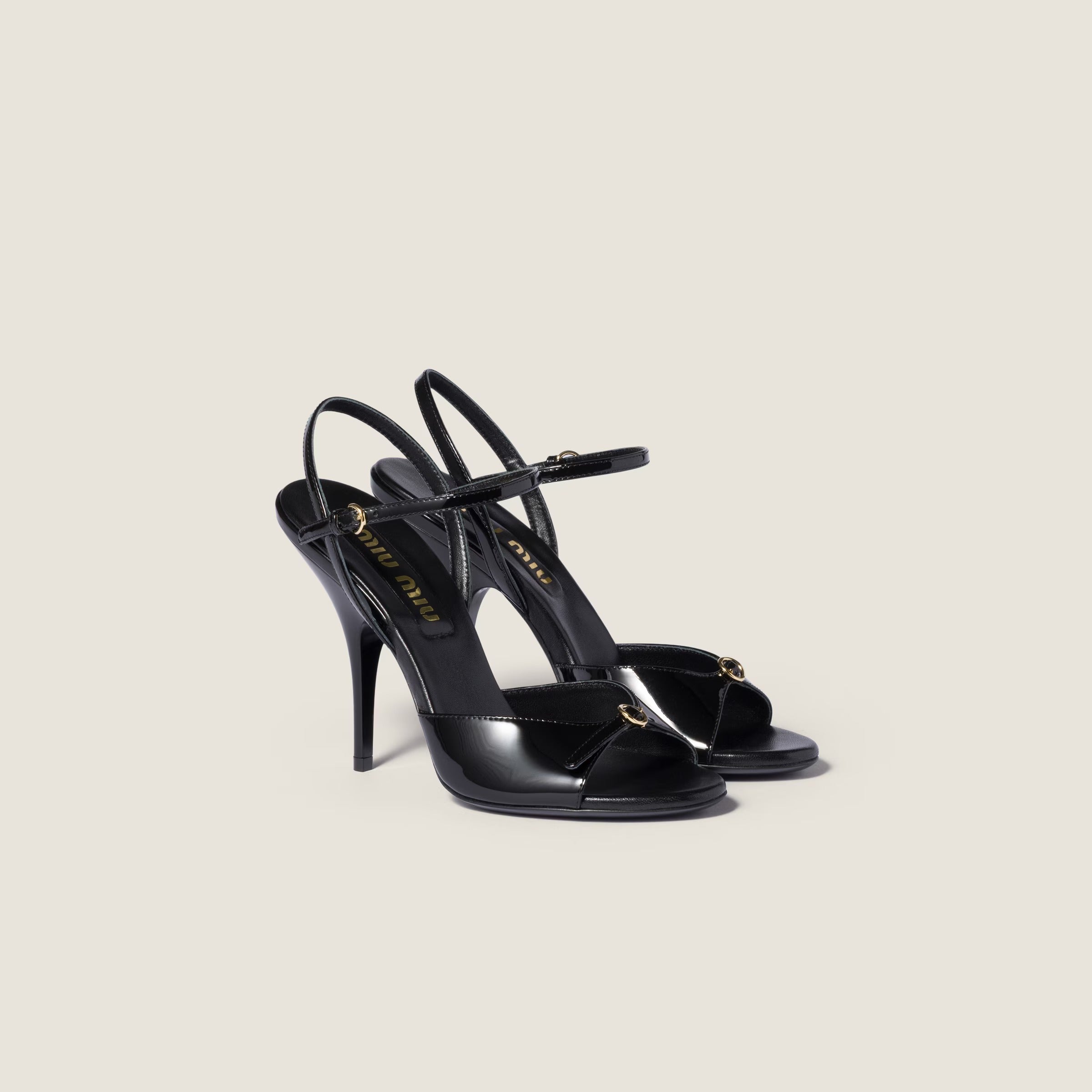 Patent leather sandals with buckles-MIU MIU-Verso