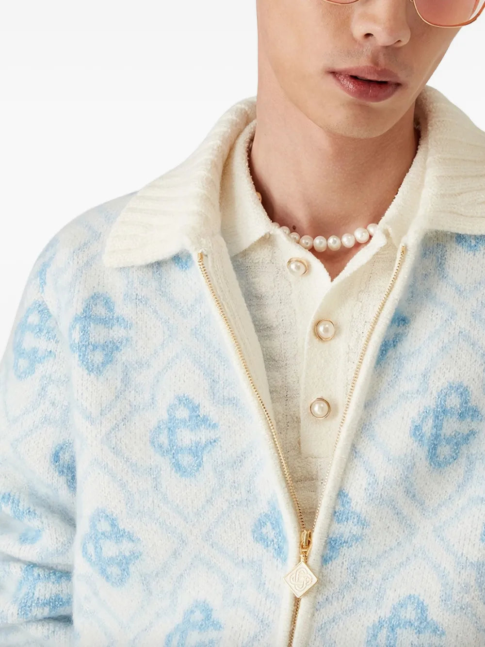 Pattern zip-up cardigan-CASABLANCA-Verso