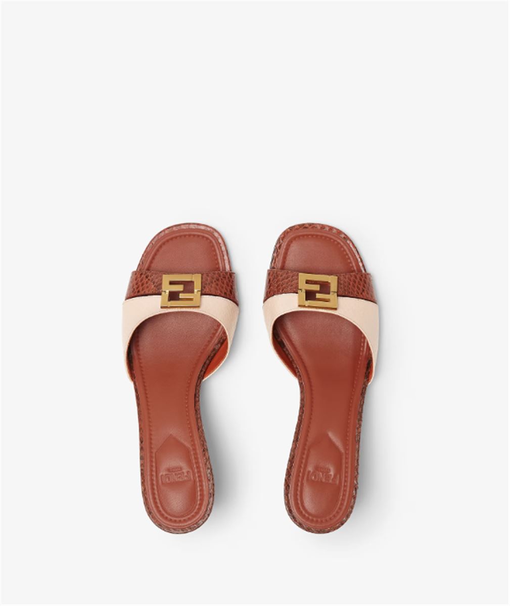 PINK AND BROWN AYERS MEDIUM-HEELED SANDALS-FENDI-Verso