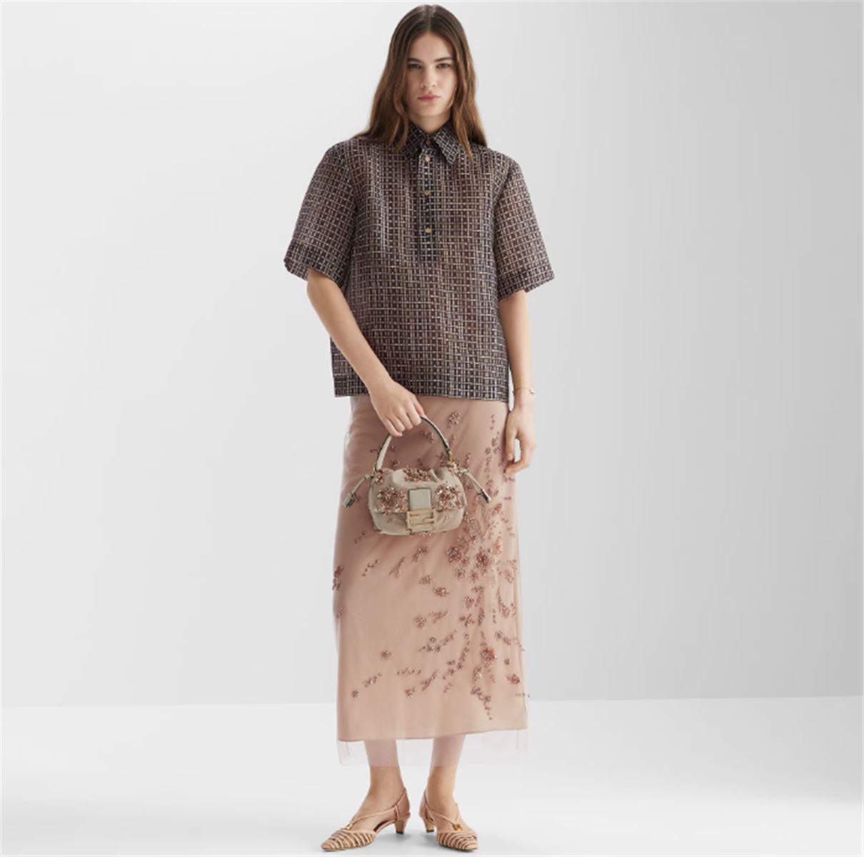 PINK EMBROIDERED TULLE SKIRT-FENDI-Verso