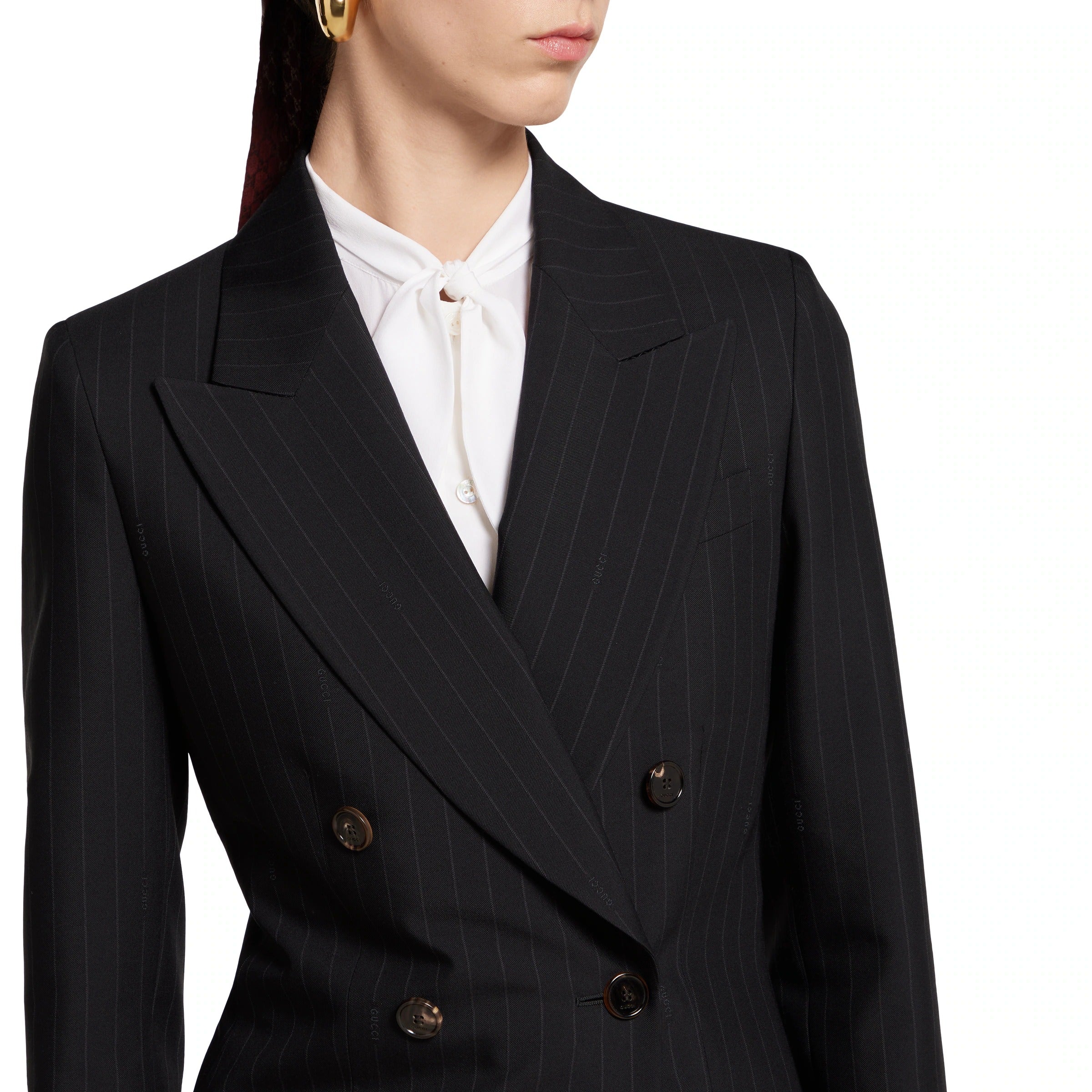 Pinstripe gucci wool jacquard jacket-GUCCI-Verso