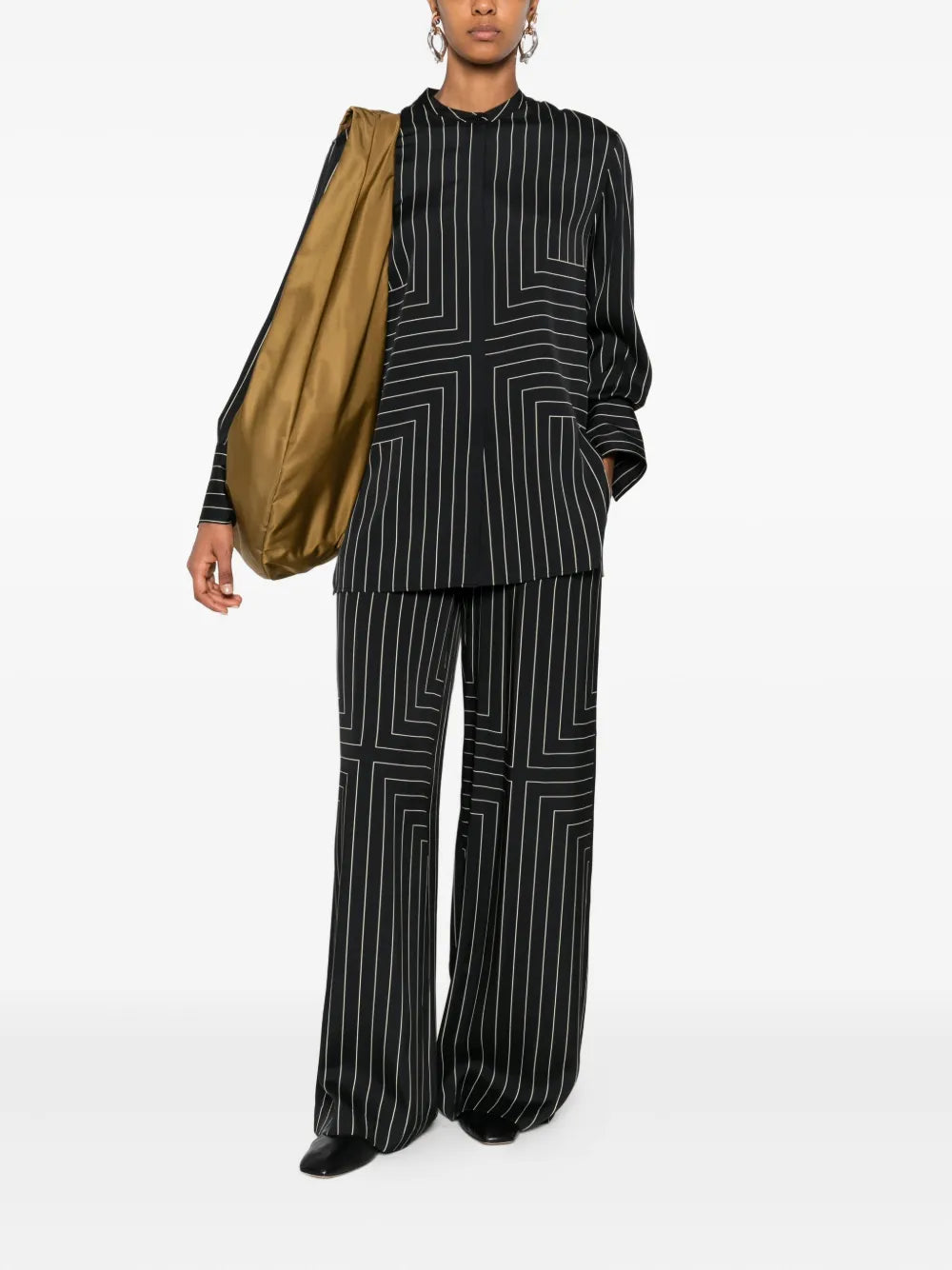 Pinstripe wide-leg trousers-JOSEPH-Verso