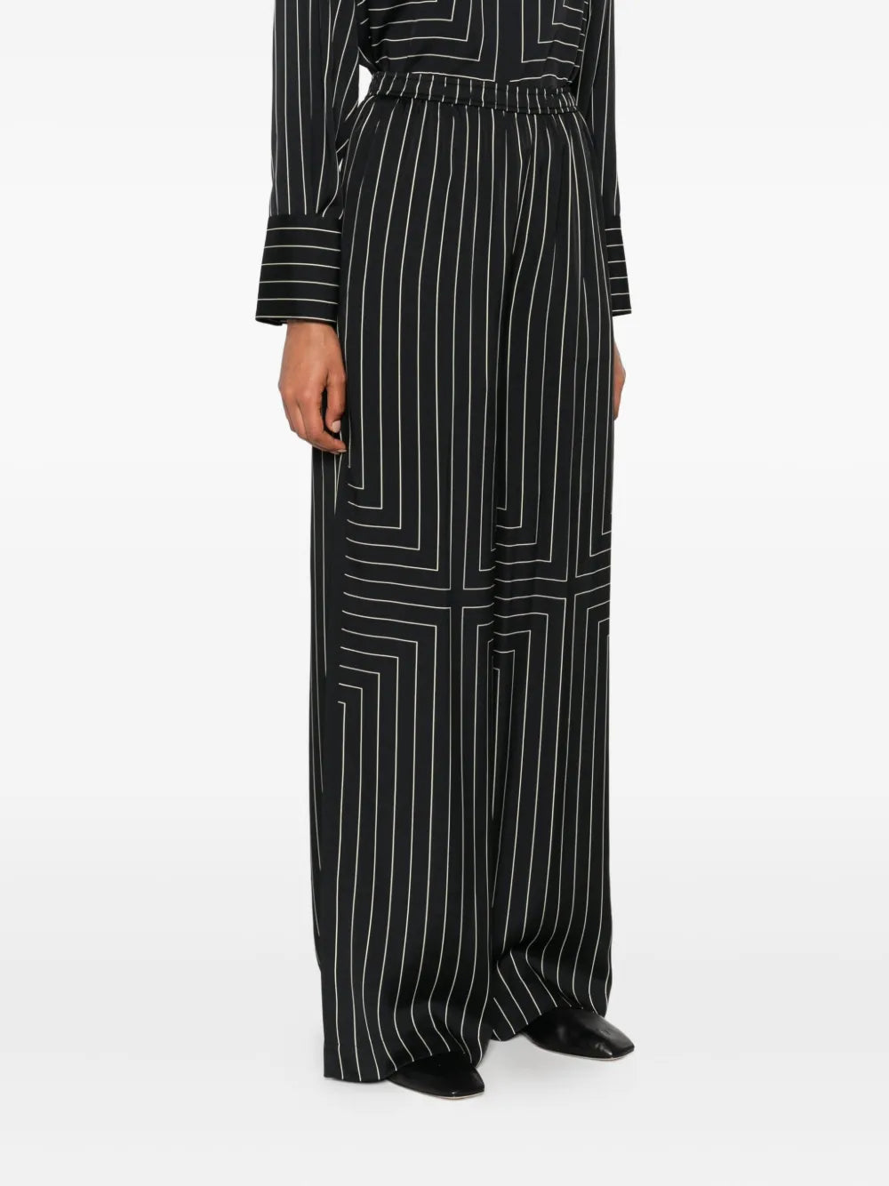 Pinstripe wide-leg trousers-JOSEPH-Verso