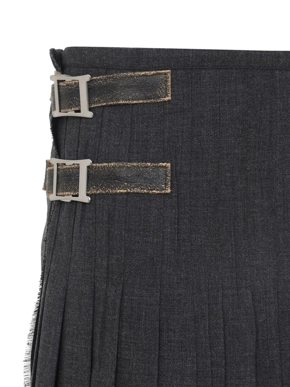 Pleated buckle-fastening midi skirt-PRADA-Verso