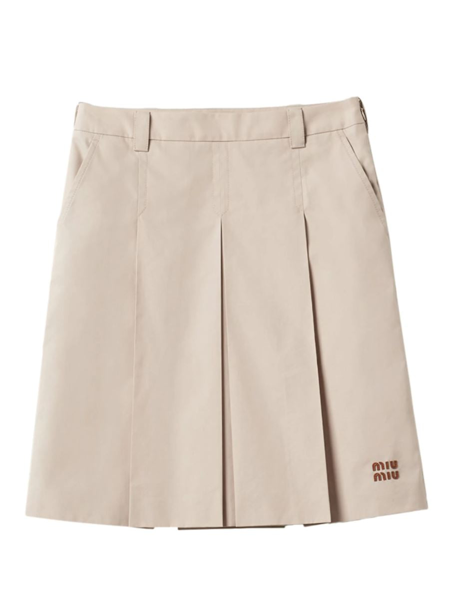 PLEATED GABARDINE SKIRT-MIU MIU-Verso