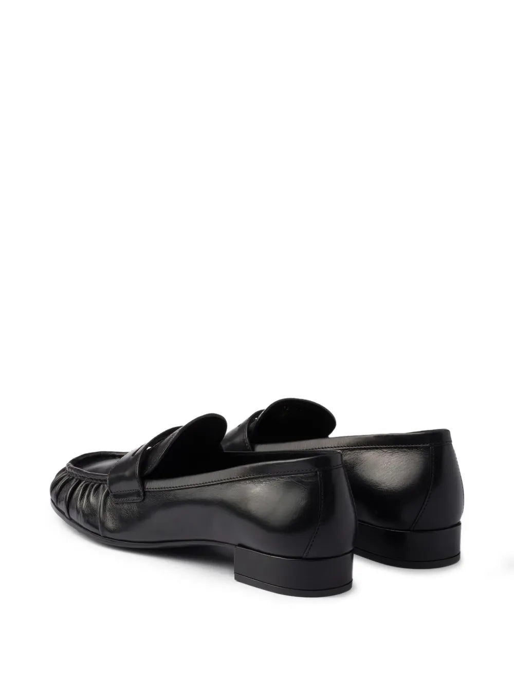 Pleated leather loafers-PRADA-Verso