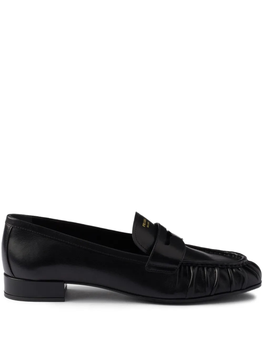 Pleated leather loafers-PRADA-Verso