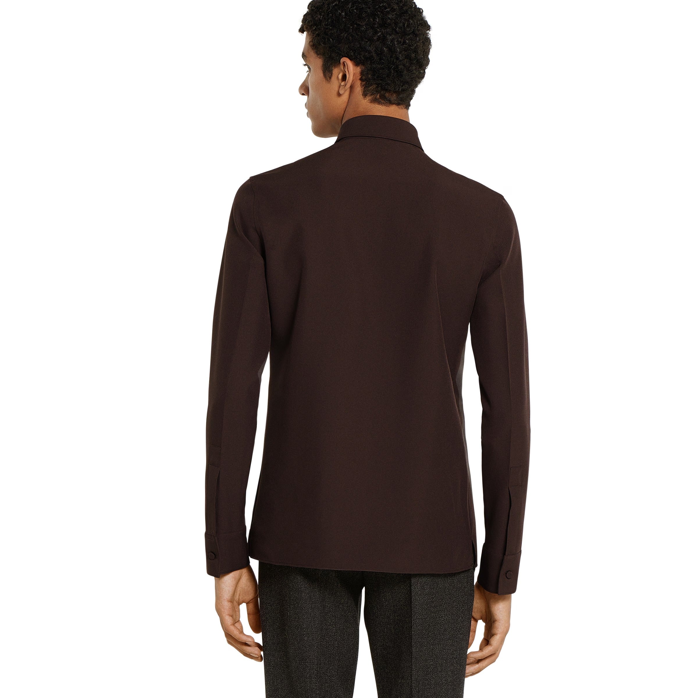 Polyester twill shirt with horsebit