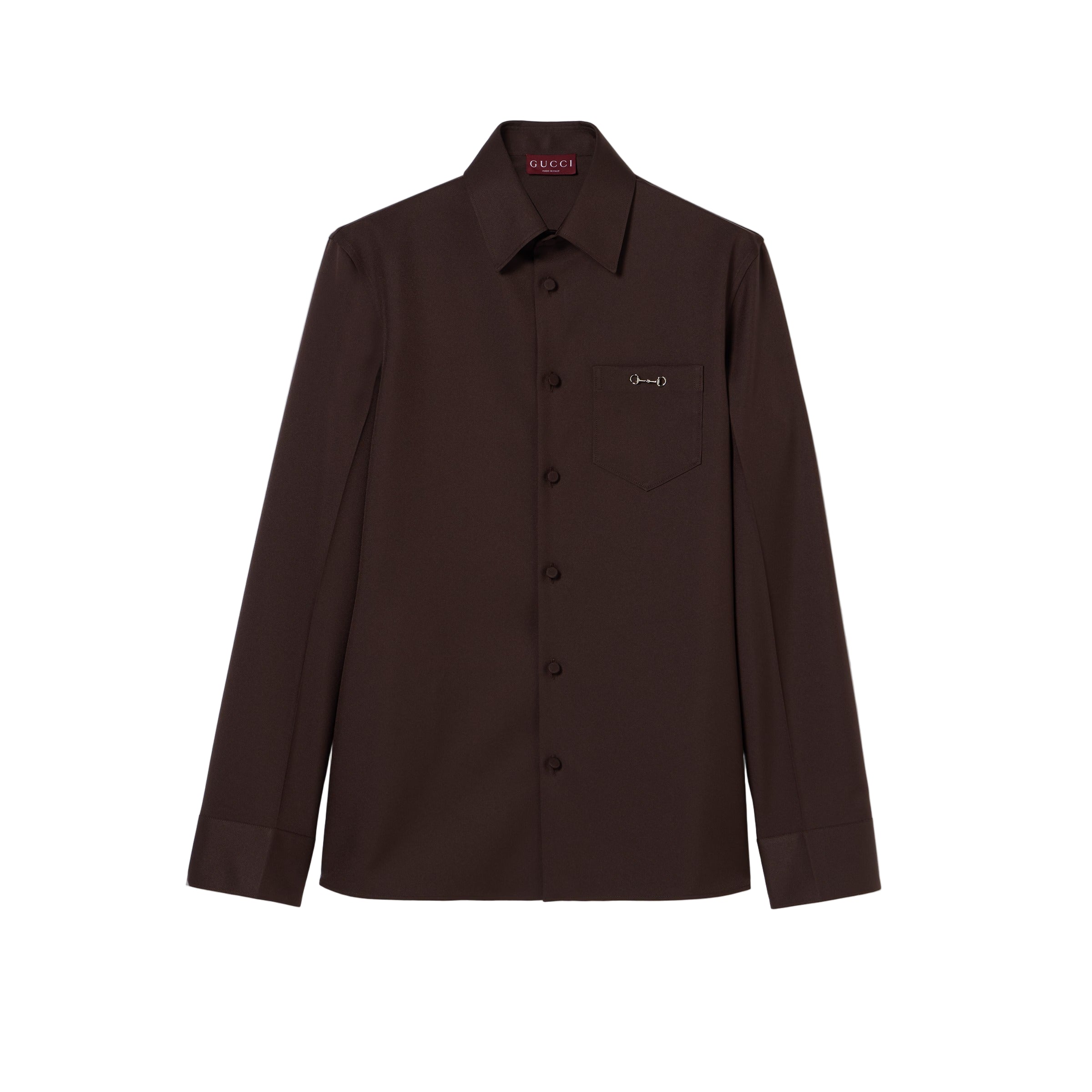 Polyester twill shirt with horsebit