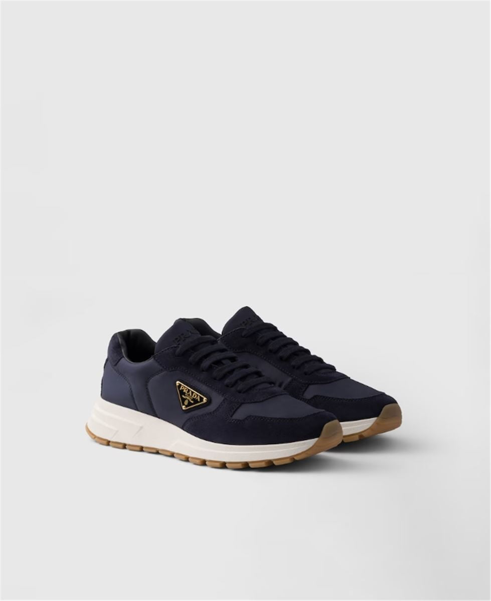 PRAX 01 RE-NYLON AND SUEDE SNEAKERS - PRADA - Verso