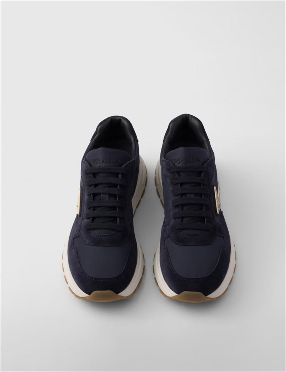PRAX 01 RE-NYLON AND SUEDE SNEAKERS - PRADA - Verso