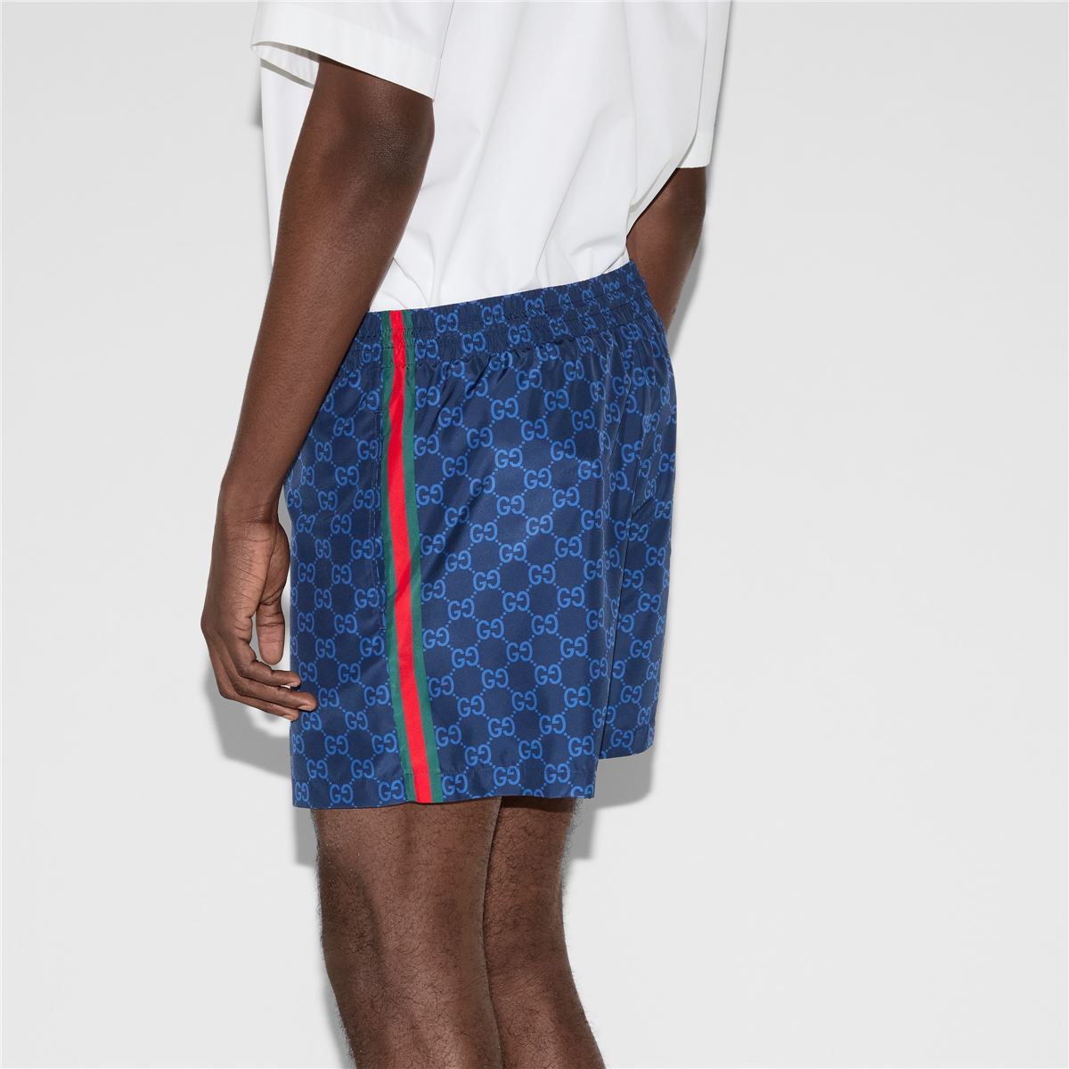 Printed poplin tech swim shorts-GUCCI-Verso