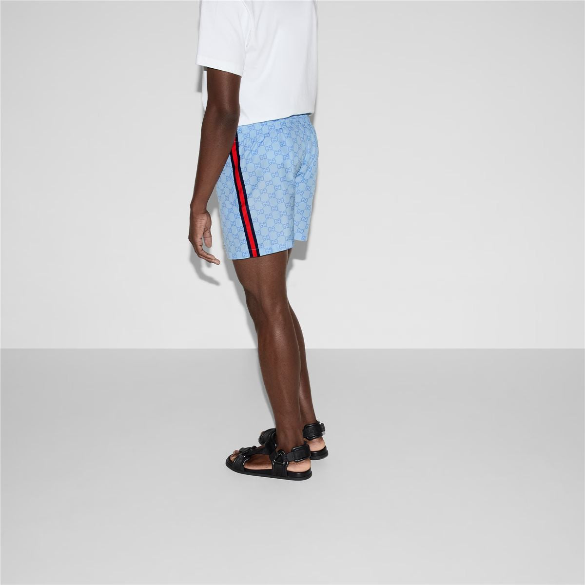 Printed poplin tech swim shorts-GUCCI-Verso