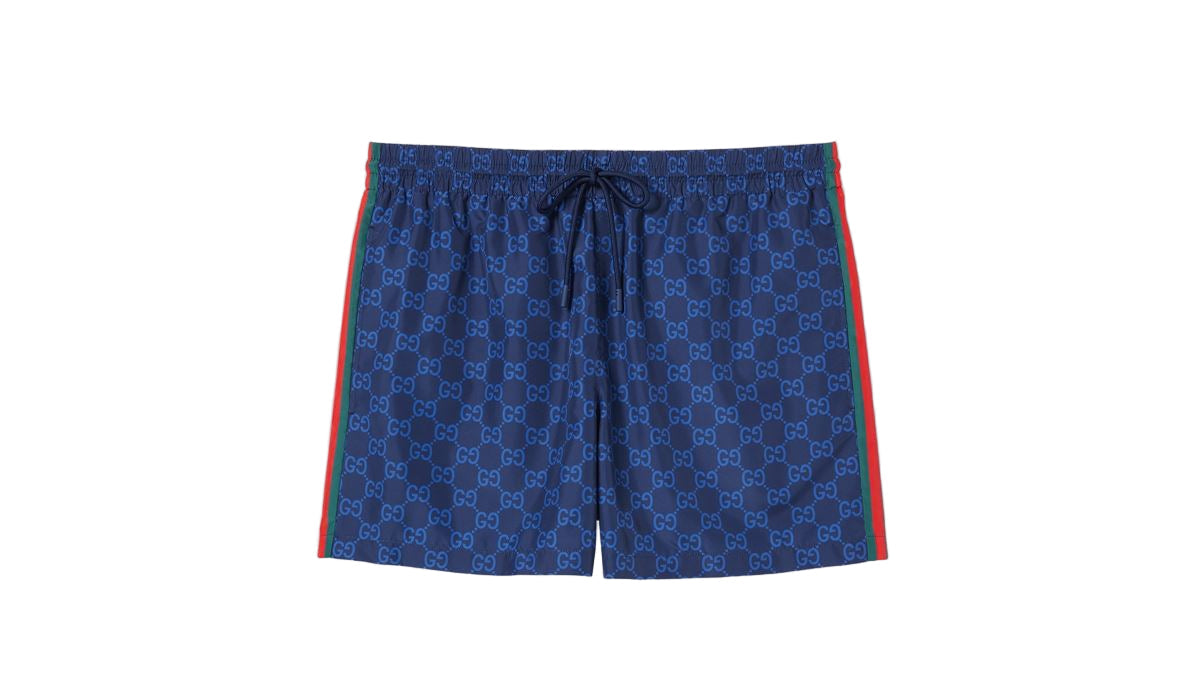 Printed poplin tech swim shorts-GUCCI-Verso