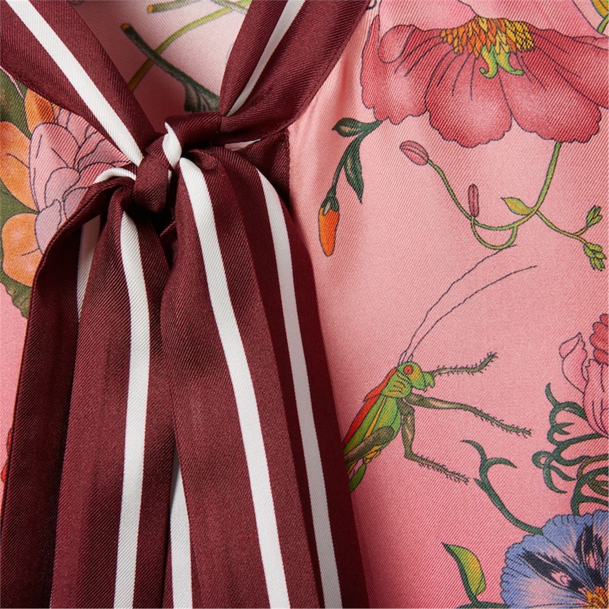 PRINTED SILK SHIRT WITH NECK BOW-GUCCI-Verso