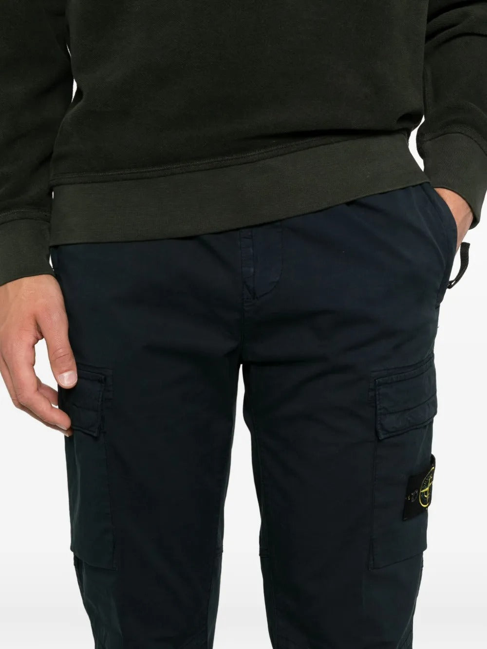 Regular-tapered-fit Cargo Trousers with Zip Pockets-STONE ISLAND-Verso