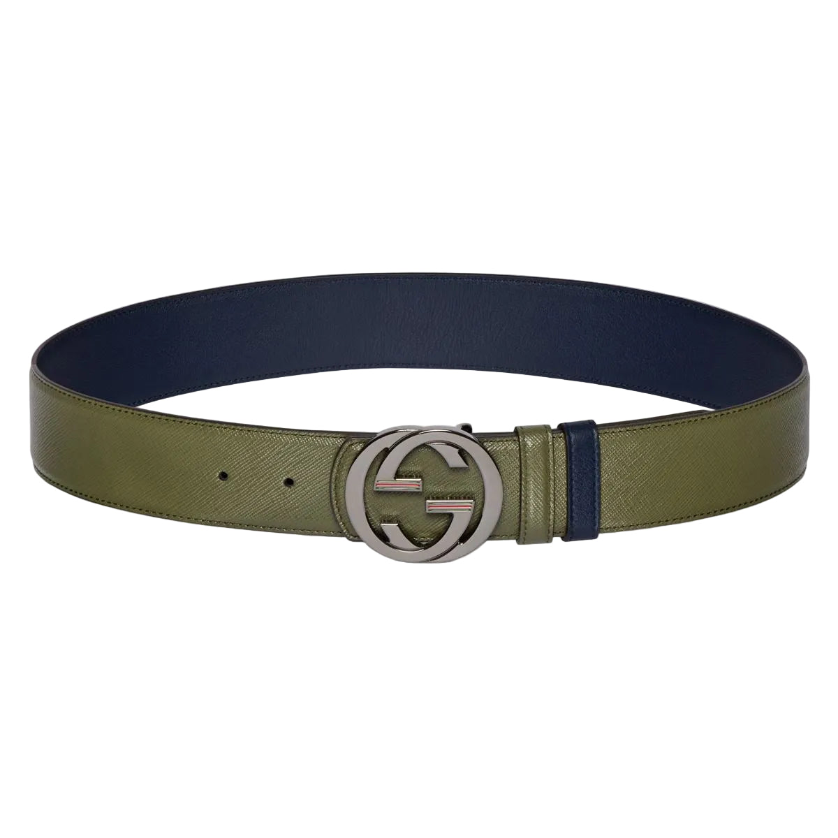Women\'s GucciGuccissima‎ GG Interlocking Belt 75/30 Olive Green Gold Buckle 100 size 110 belt main image 2