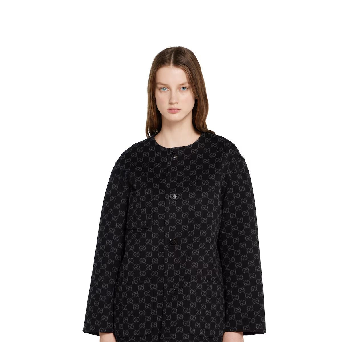 Reversible wool silk jacket-GUCCI-Verso