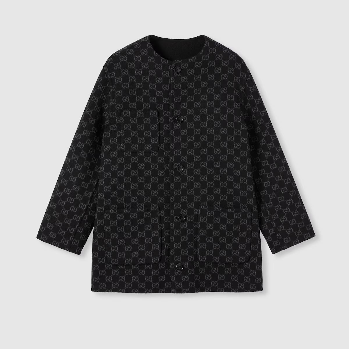 Reversible wool silk jacket-GUCCI-Verso