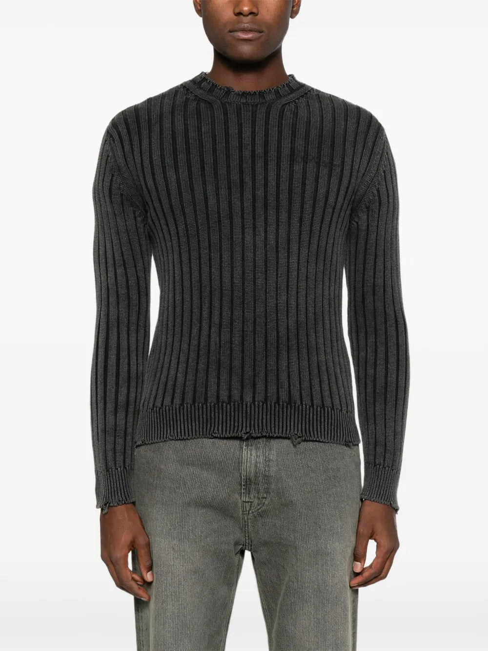 Ribbed distressed-finish sweater