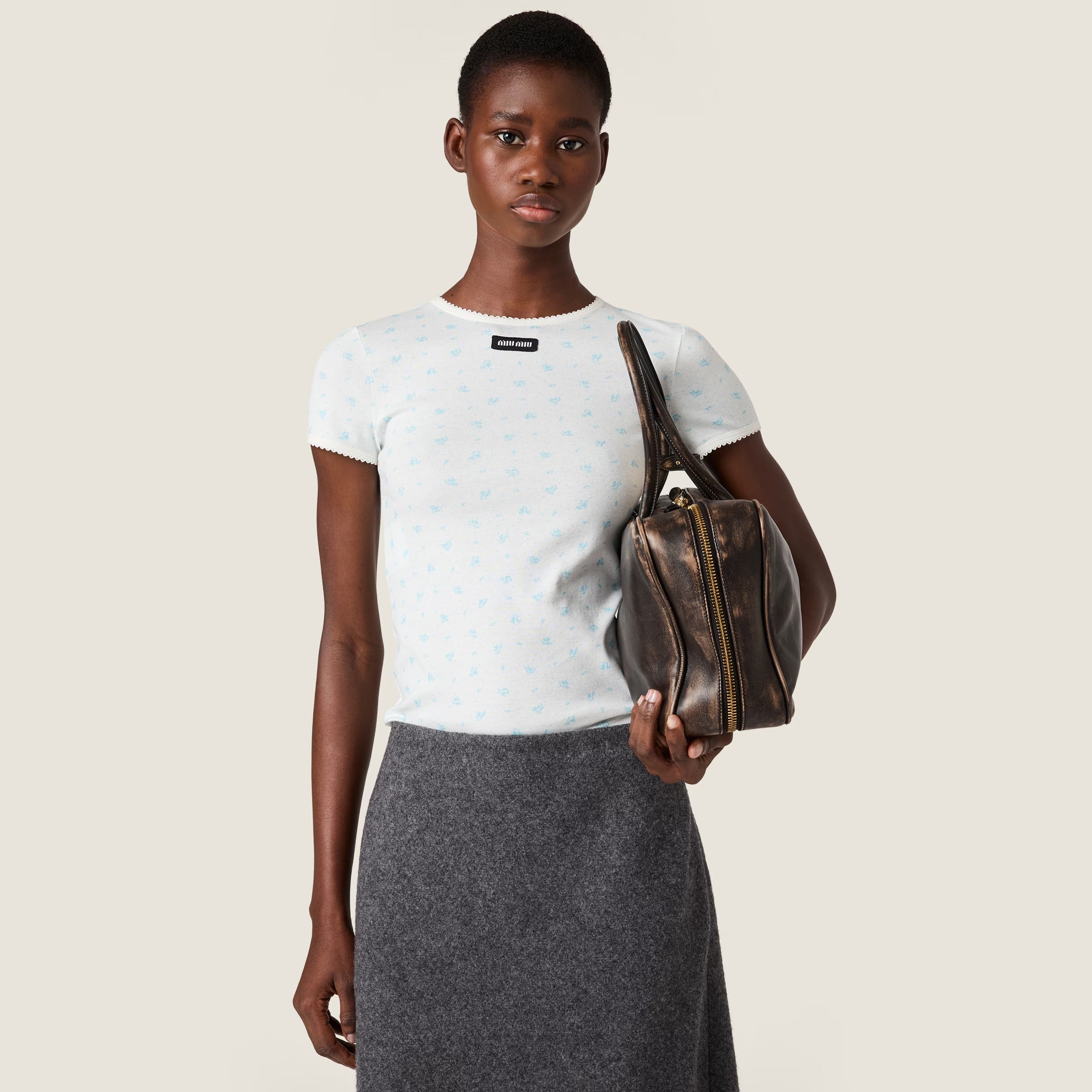 Ribbed jersey t-shirt-MIU MIU-Verso