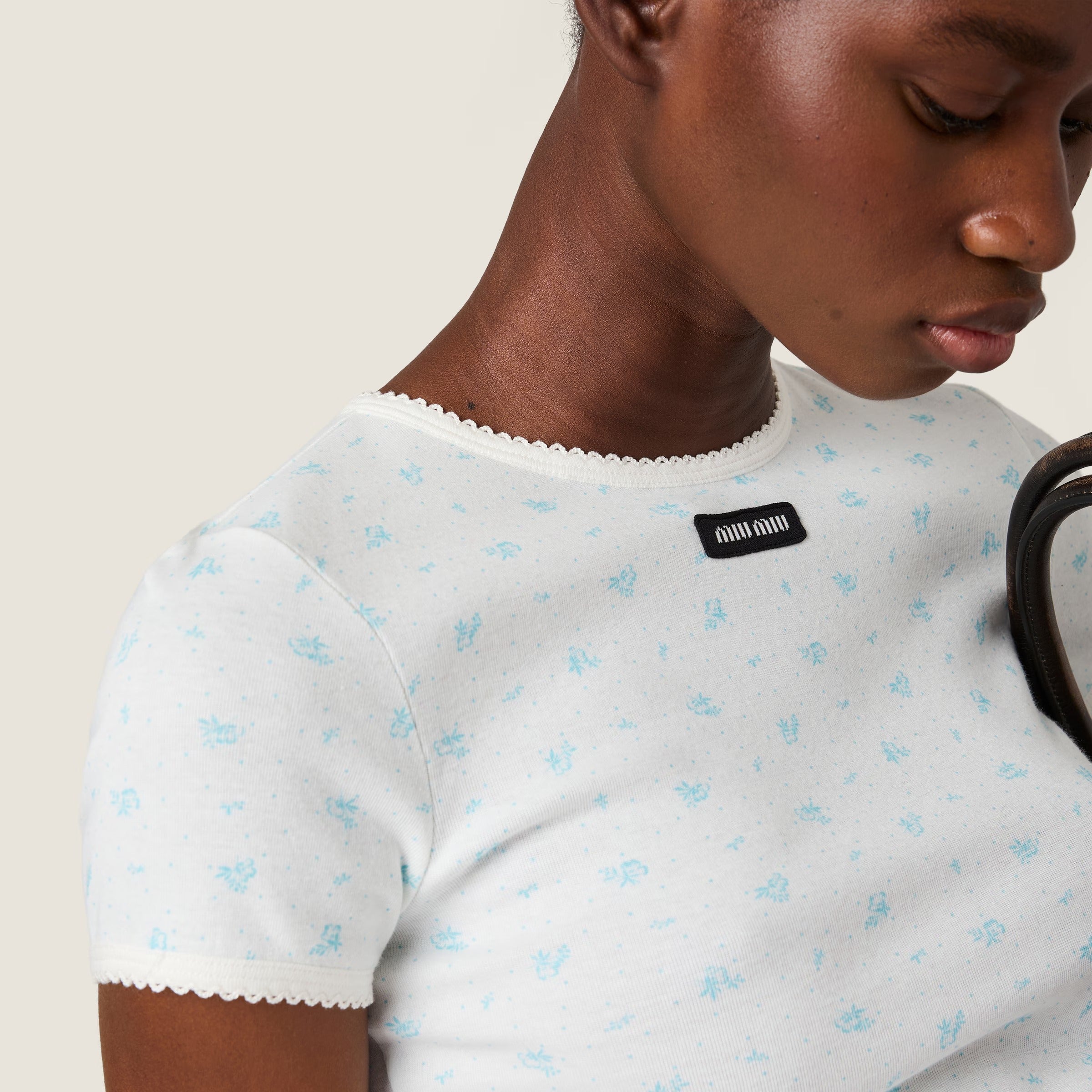 Ribbed jersey t-shirt-MIU MIU-Verso