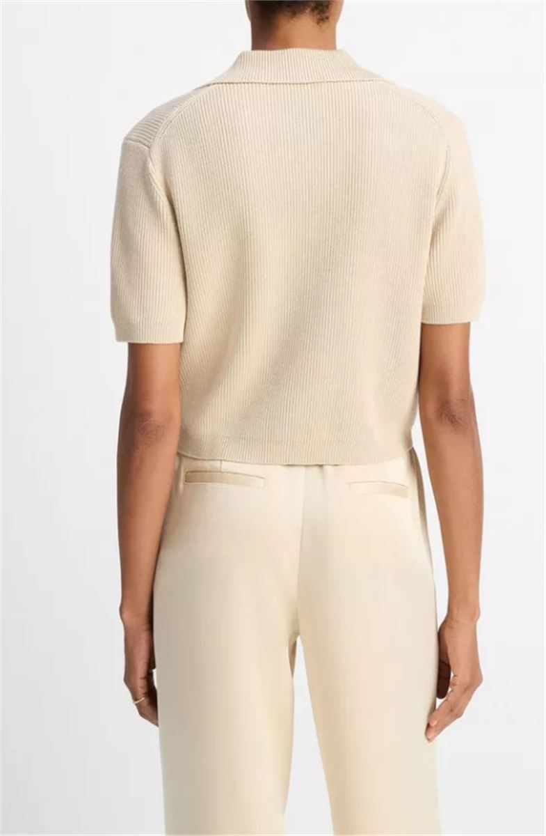 RIBBED SILK-COTTON POLO SWEATER-VINCE-Verso