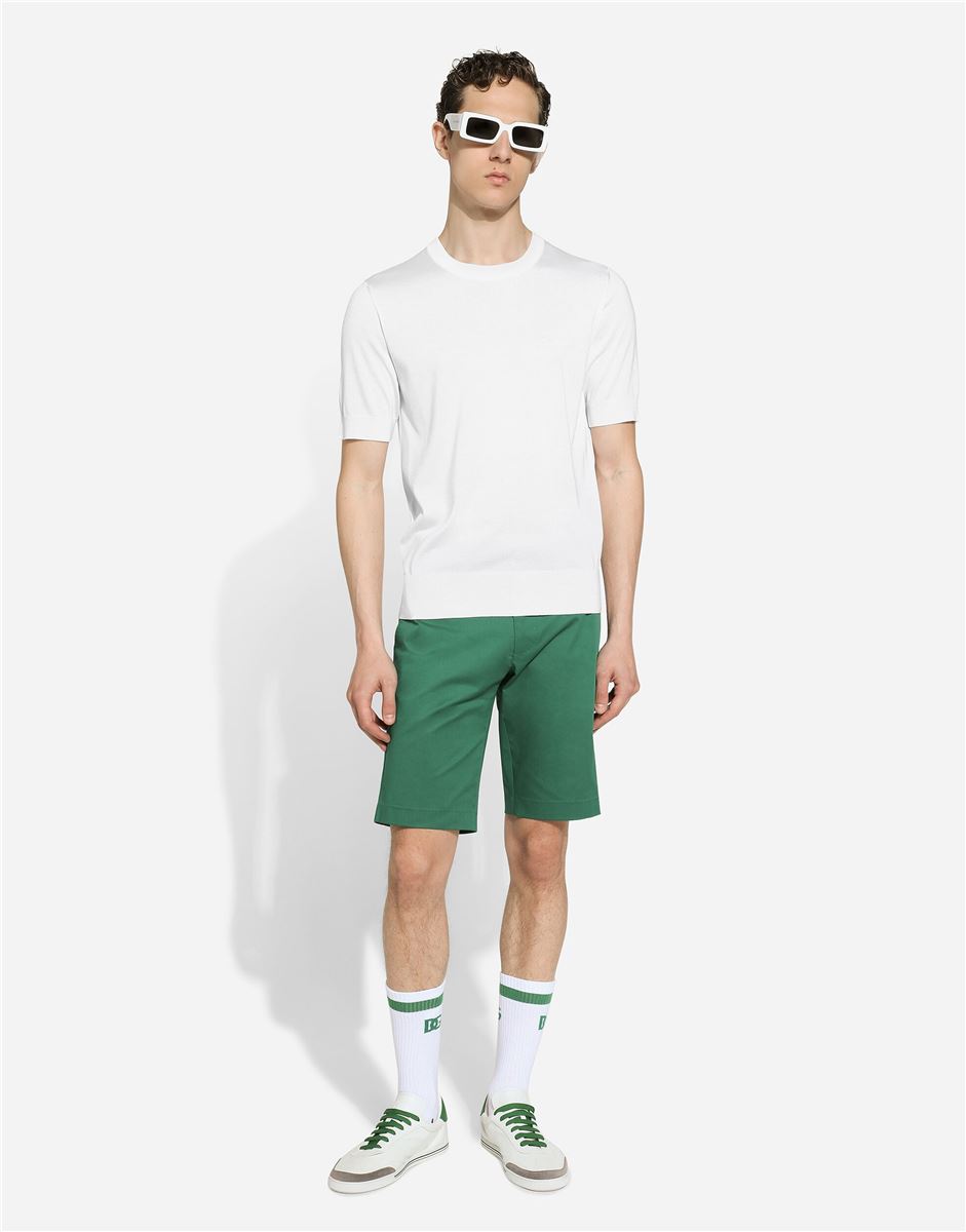 Round-neck silk sweater with dolce&gabbana logo-DOLCE & GABBANA-Verso