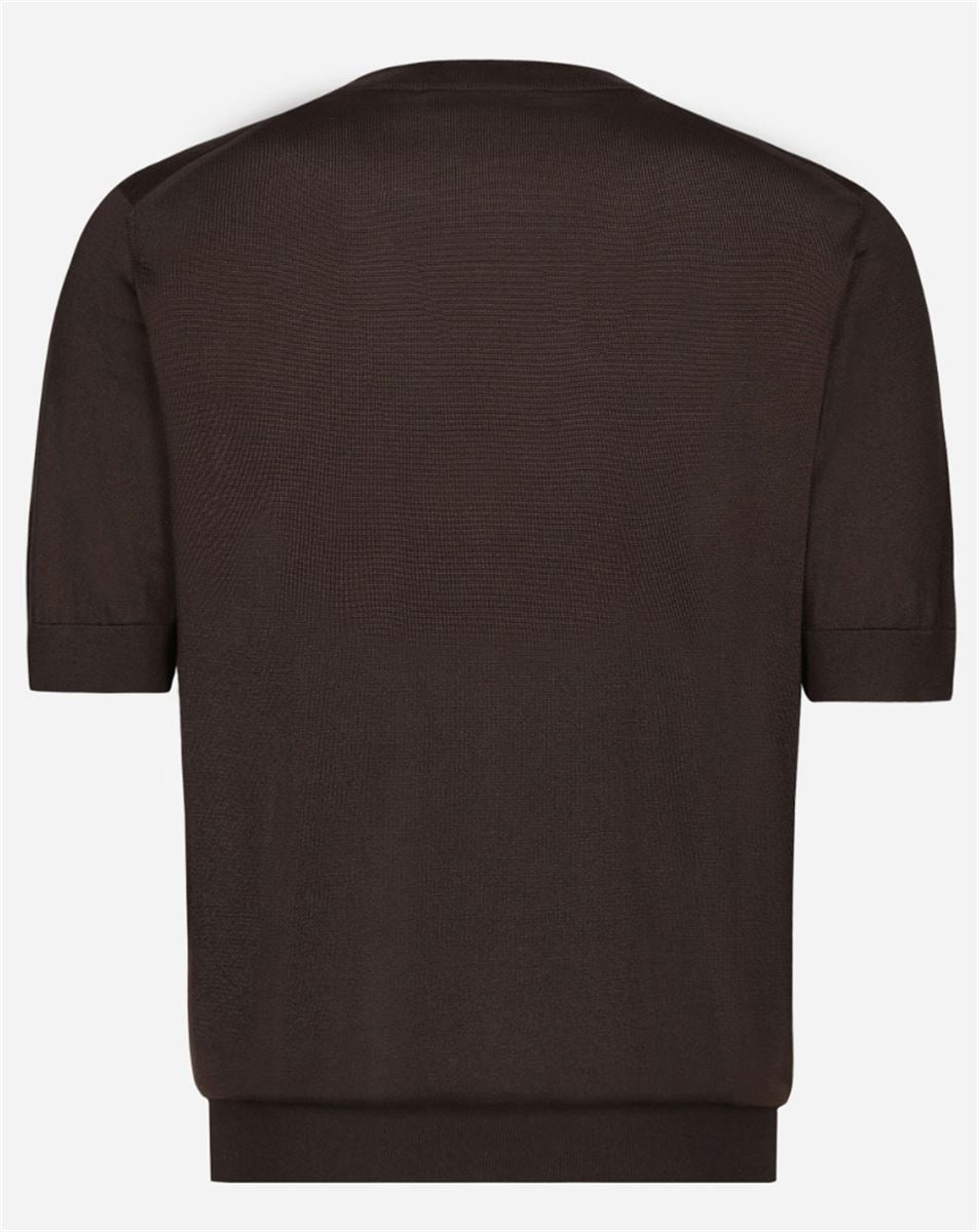 ROUND-NECK SILK SWEATER WITH DOLCE&GABBANA LOGO-DOLCE & GABBANA-Verso