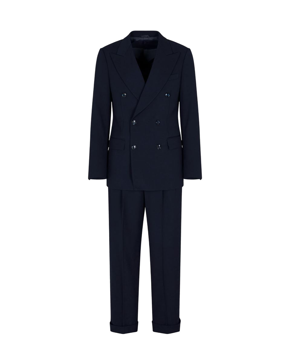 royal line double-breasted suit in canneté wool crêpe-GIORGIO ARMANI-Verso